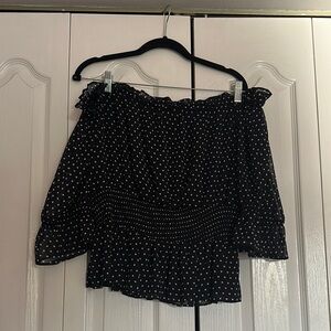 CeCe Black Polka Dot Off-Shoulder Blouse